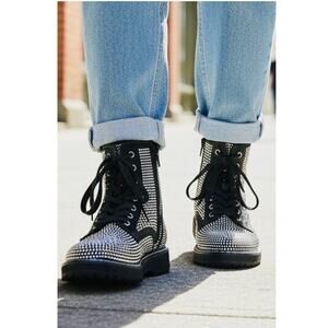 Madden Girl Kurri-R Silver Studded Combat Boots Lug Sole Size 8